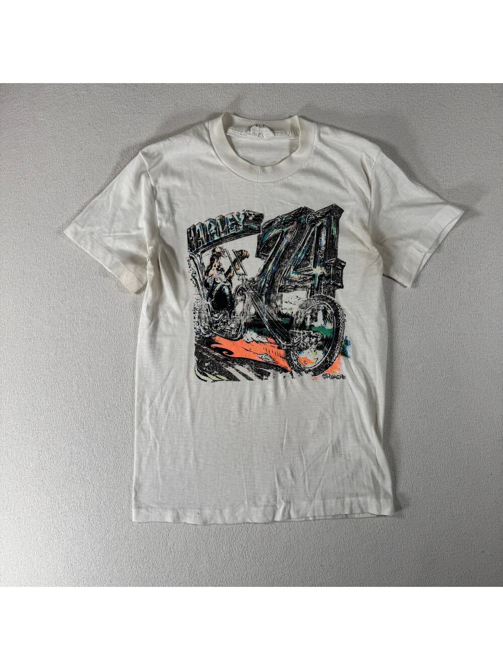 Vintage Harley-Davidson 1974 Sears Biker White TShirt Medium